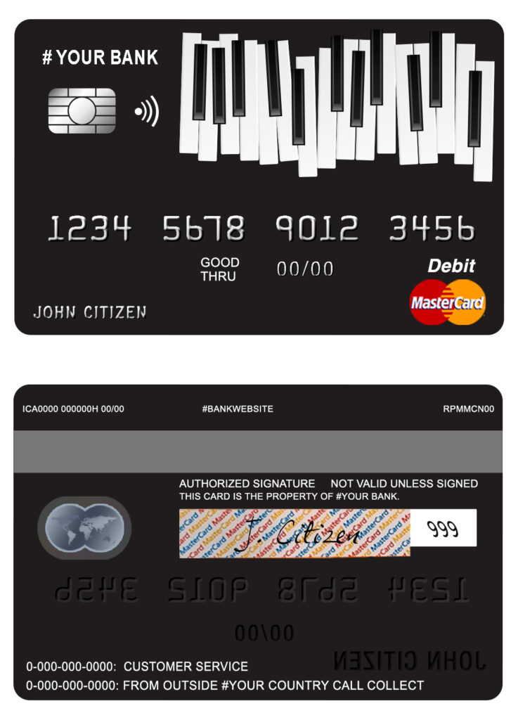 Fillable bay piano universal master card Templates