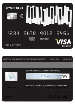 Fillable bay piano universal visa electron card Templates
