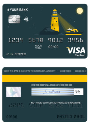 Fillable bright lighthouse universal visa electron card Templates