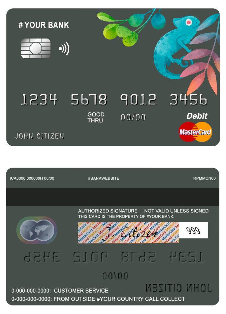 Fillable bueno tropical universal multipurpose bank mastercard debit credit card Templates