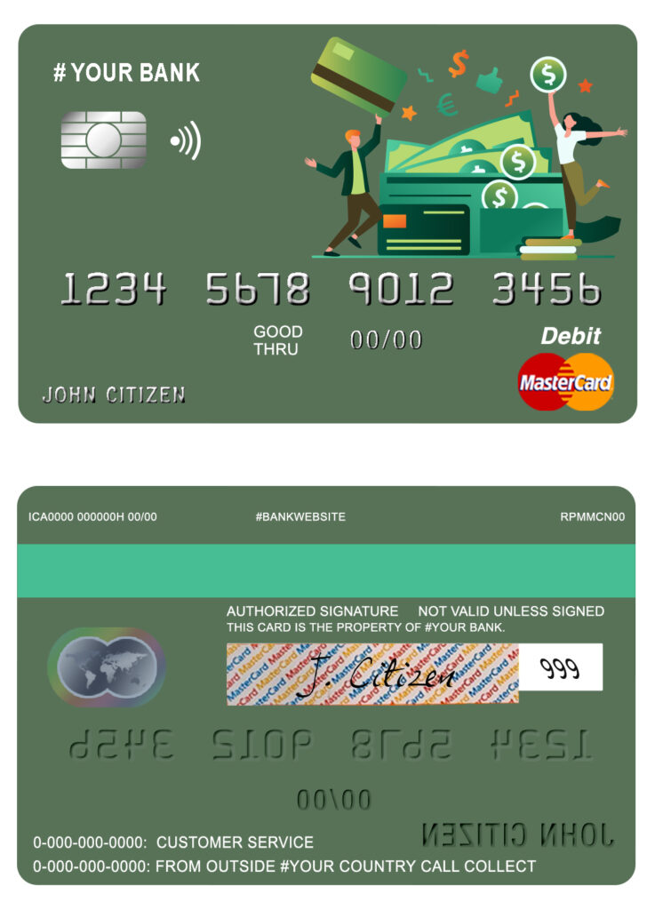 Fillable click money universal multipurpose bank mastercard debit credit card Templates