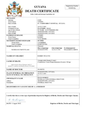 Fillable Guyana Death PDF Templates | Blank Docs