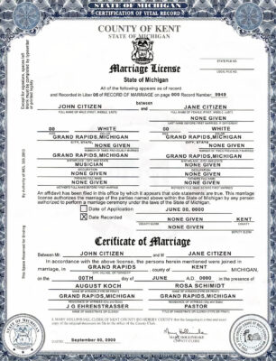 Michigan Marriage Certificate Editable PSD Templates