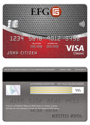 Editable Monaco EFG Bank visa classic card Templates