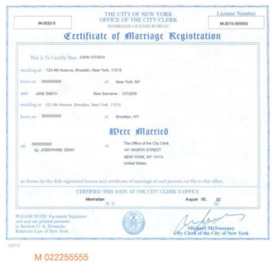 New York Marriage Certificate Editable PSD Templates