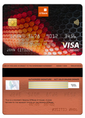Fillable Nigeria GTBank visa classic card Templates