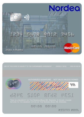 Editable Sweden Nordea Bank AB mastercard Templates