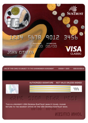 Editable USA Georgia SunTrust bank visa classic card Templates in PSD Format