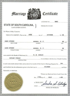 USA South carolina Marriage Certificate | Editable PSD Templates