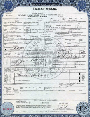 Customizable USA state Arizona Death Certificate PSD Templates | Instant Download