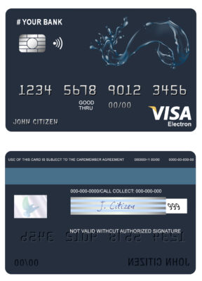 Fillable action water universal visa electron card Templates