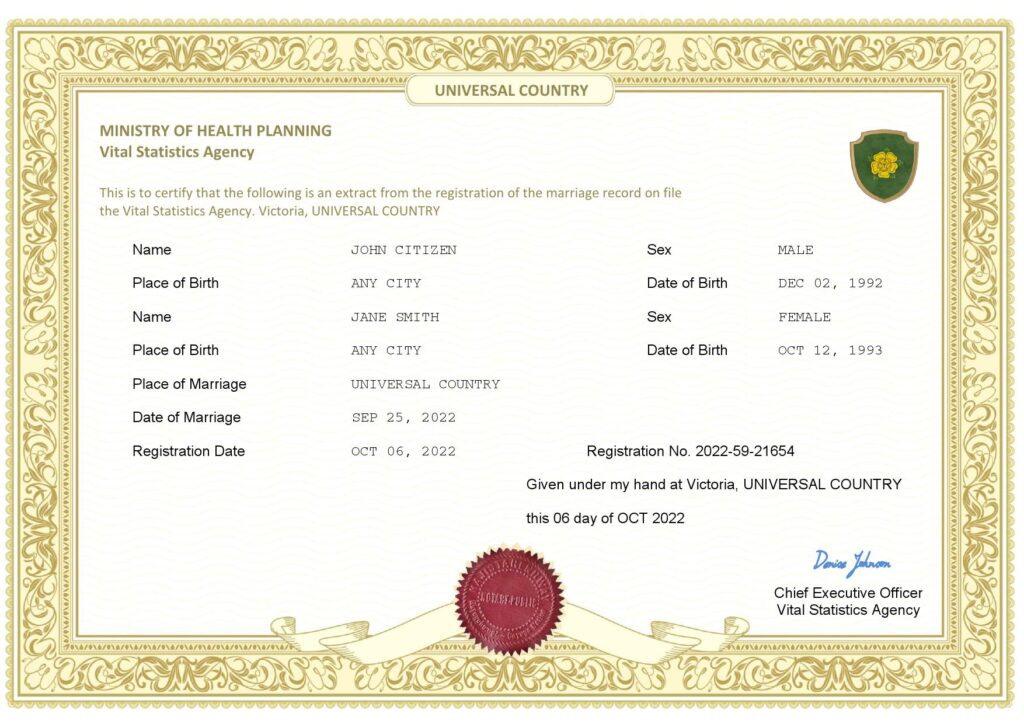acute project Marriage Certificate