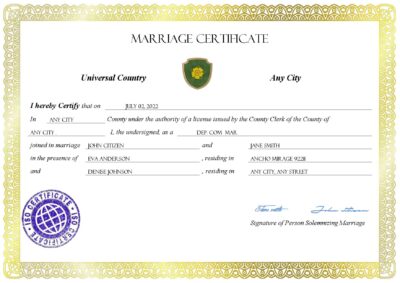 adore universal Marriage Certificate | Editable PDF Templates