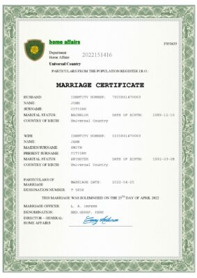 amore universal Marriage Certificate | Editable PDF Templates