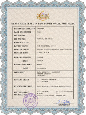 Customizable Arms Unity Universal Death Certificate PSD Templates