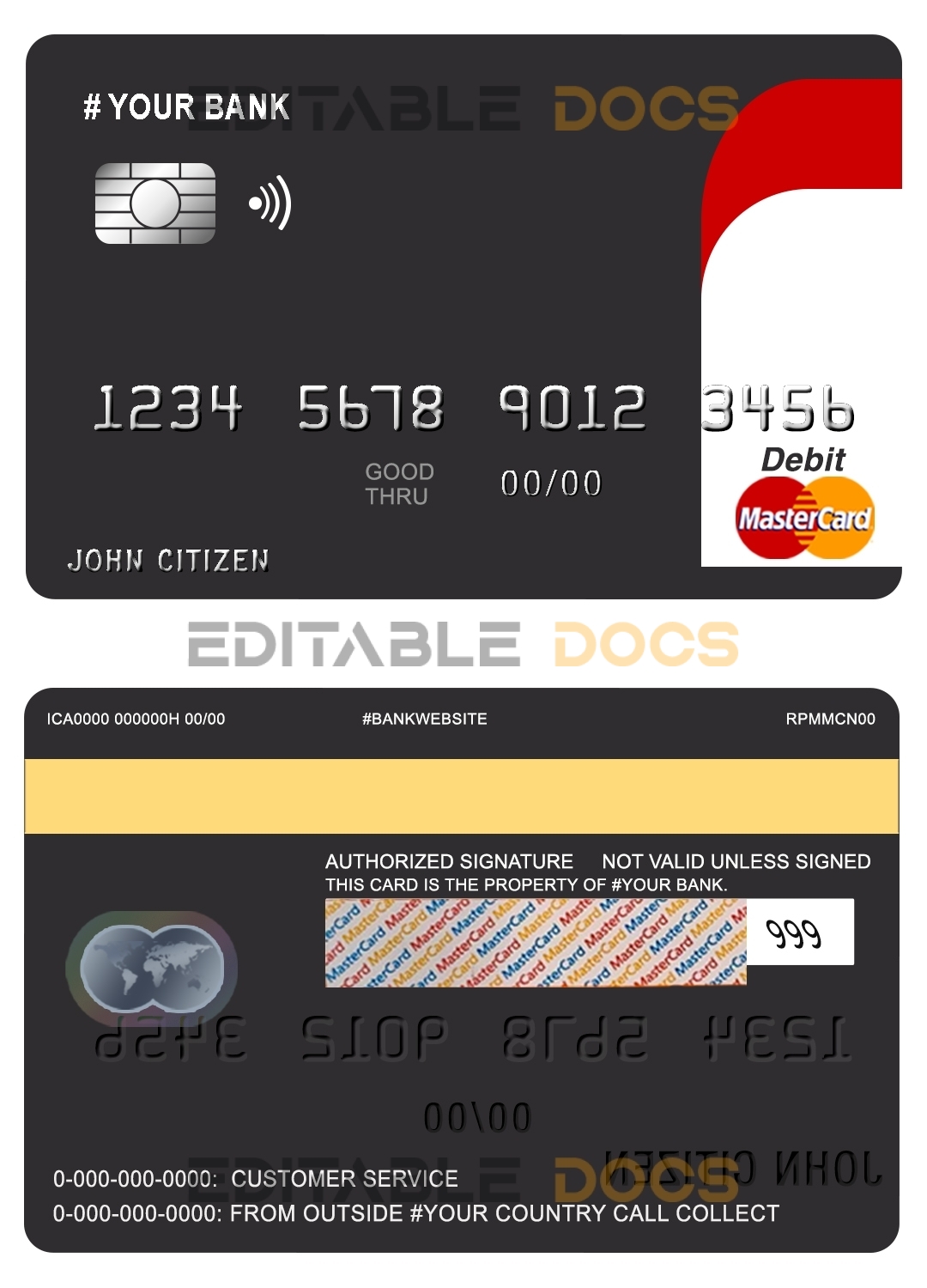 Fillable blackistic universal multipurpose bank mastercard debit credit card Templates | Layer-Based PSD