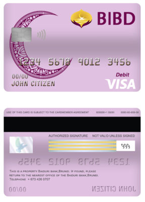 Editable brunei baiduri bank visa debit card Templates