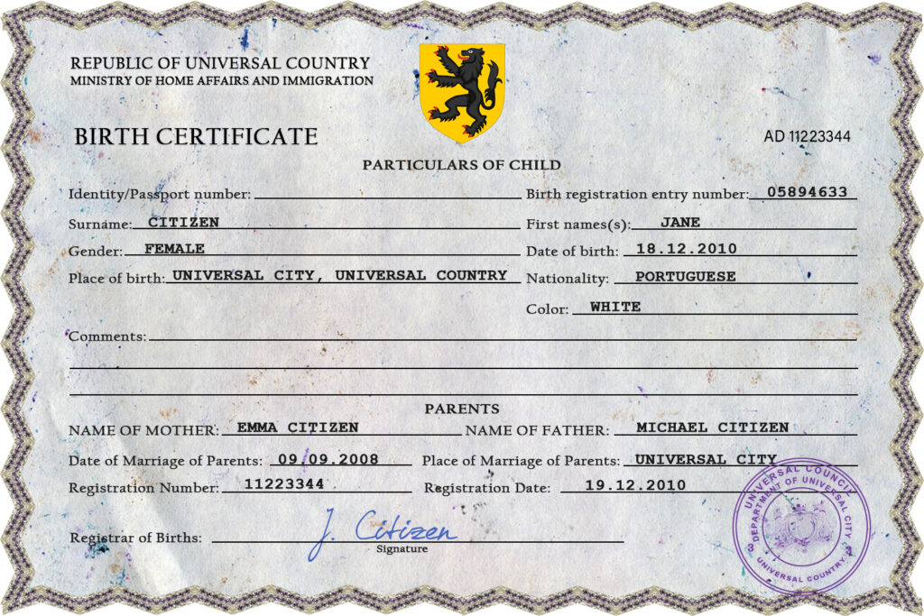 Authentic champion vibe universal Birth Certificate PSD Template