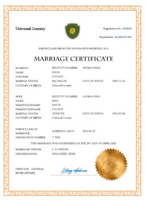 charm universal Marriage Certificate | Editable PDF Templates