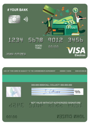 Editable click money universal visa electron card Templates
