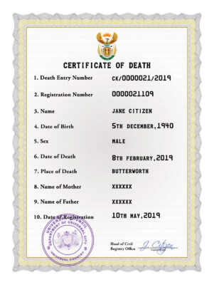 Customizable Coat Optimum Universal Death Certificate PSD Templates