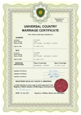 comfort universal Marriage Certificate | Editable PDF Templates