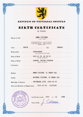 Authentic core tide universal Birth Certificate PSD Template | Customize and Download Online