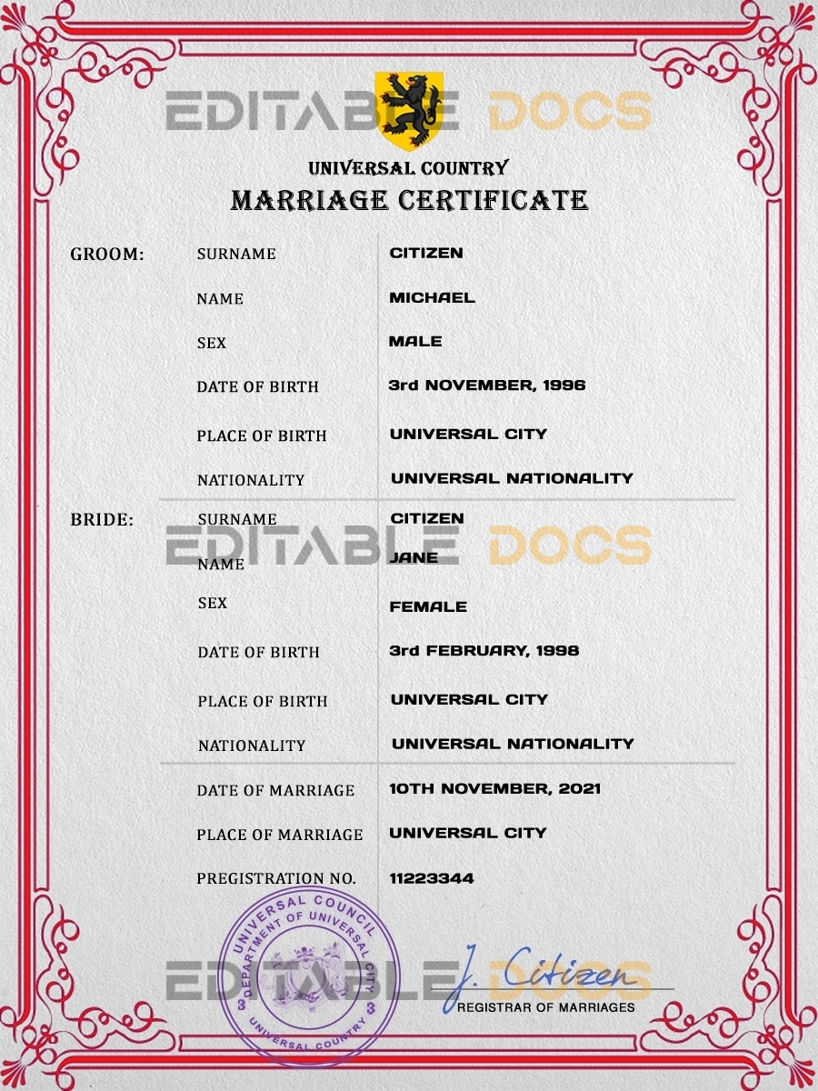 delight universal Marriage Certificate | Editable PSD Templates