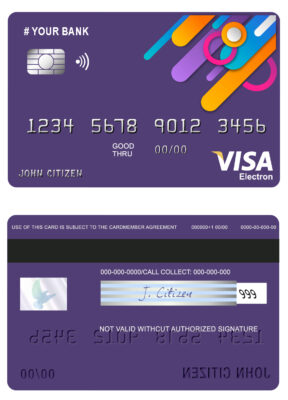 Editable detail line universal visa electron card Templates