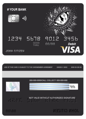 Editable dragonella universal visa card Templates