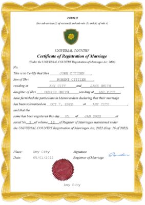 dreams universal Marriage Certificate | Editable PDF Templates