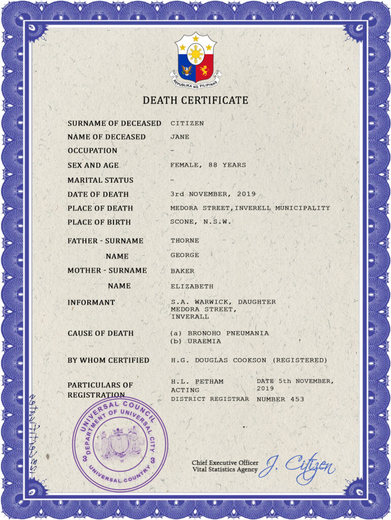 Customizable Faith Universal Death Certificate PSD Templates