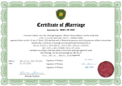 fancy universal Marriage Certificate | Editable PDF Templates