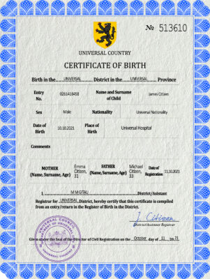 Authentic flow universal Birth Certificate PSD Template | Customize and Download Online
