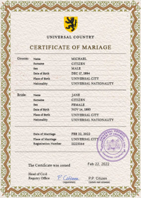 flutter universal Marriage Certificate | Editable PSD Templates