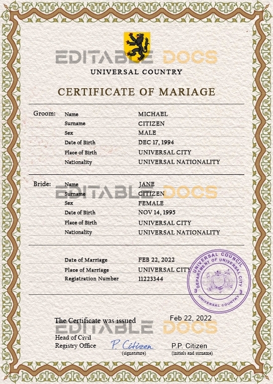 flutter universal Marriage Certificate