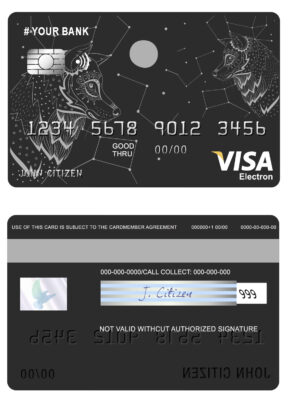 Fillable galaxy wolf universal visa electron card Templates