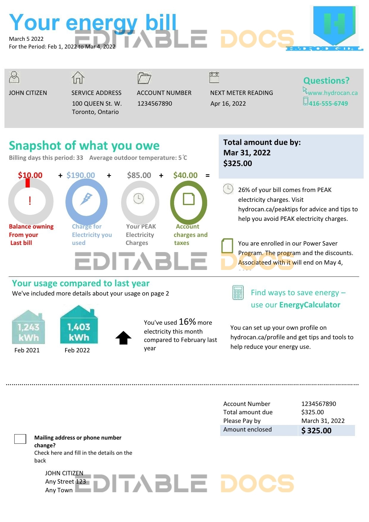 hydro digital universal multipurpose utility bill template