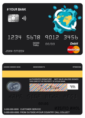Editable jet world universal multipurpose bank mastercard debit credit card Templates