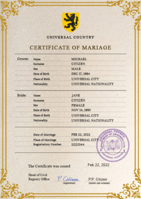 license universal Marriage Certificate | Editable PSD Templates
