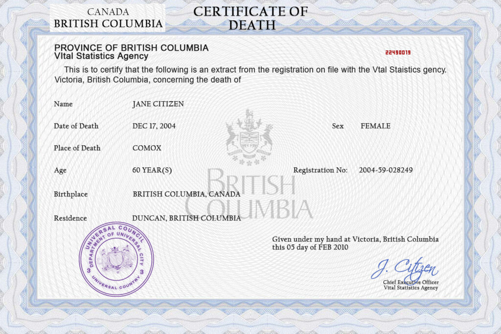 Customizable Of Integrity Universal Death Certificate PSD Templates