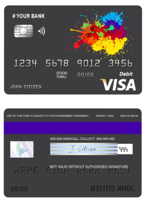 Editable paintings color universal visa card Templates