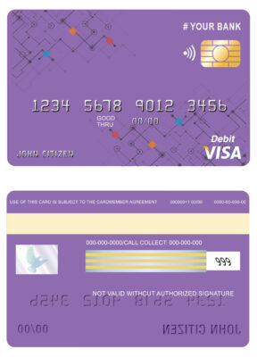 Editable purpleistic universal visa card Templates