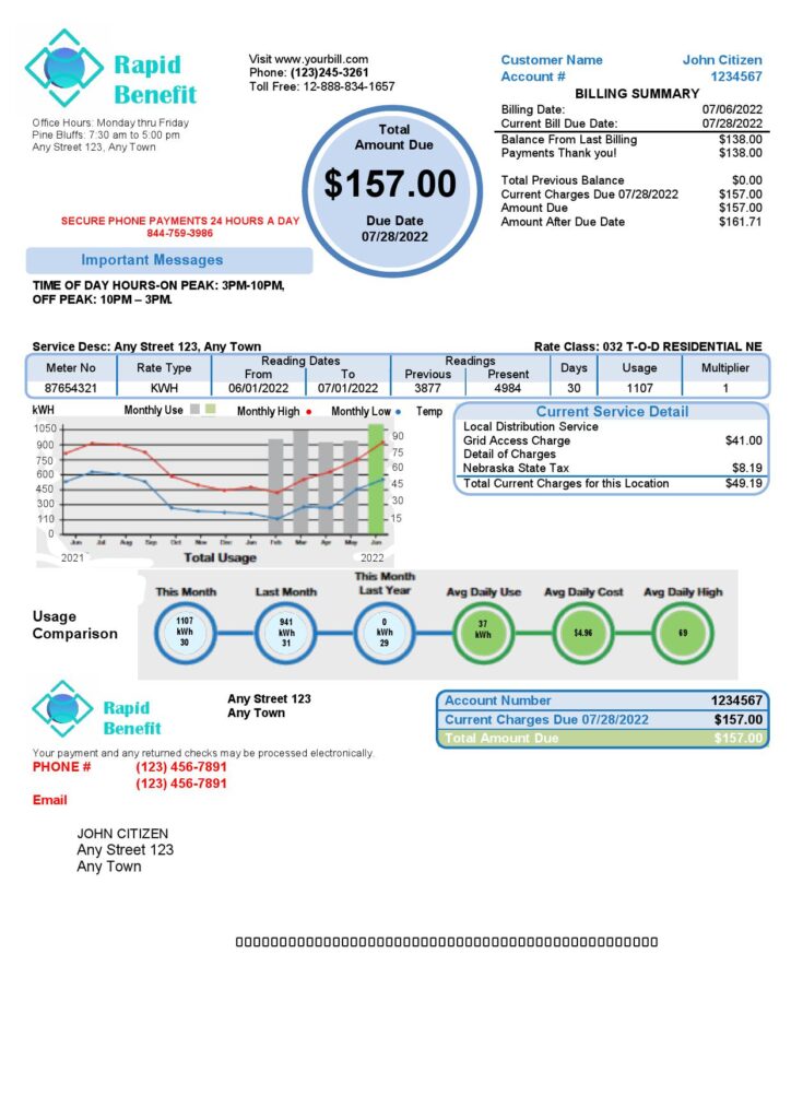 rapid benefit universal multipurpose utility bill template