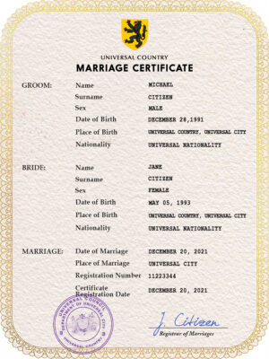 refined universal Marriage Certificate | Editable PSD Templates