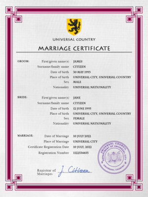 registration universal Marriage Certificate | Editable PSD Templates