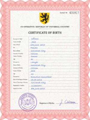 Authentic scribe universal Birth Certificate PSD Template | Customize and Download Online