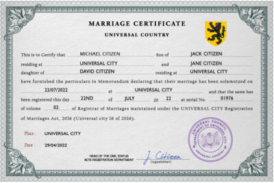 snapshot universal Marriage Certificate | Editable PSD Templates