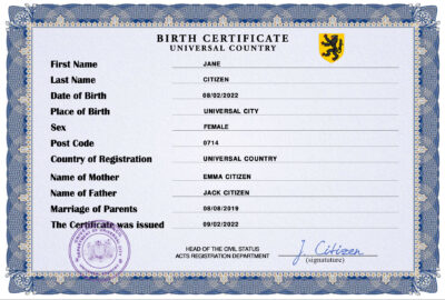 Authentic stance universal Birth Certificate PSD Template | Customize and Download Online