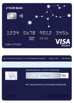Editable starline astrology universal visa electron card Templates